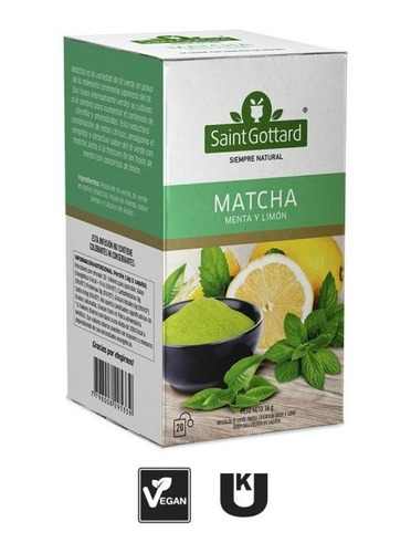 Infusion Matcha Menta Y Limon Saint Gottard - 20 Saquitos