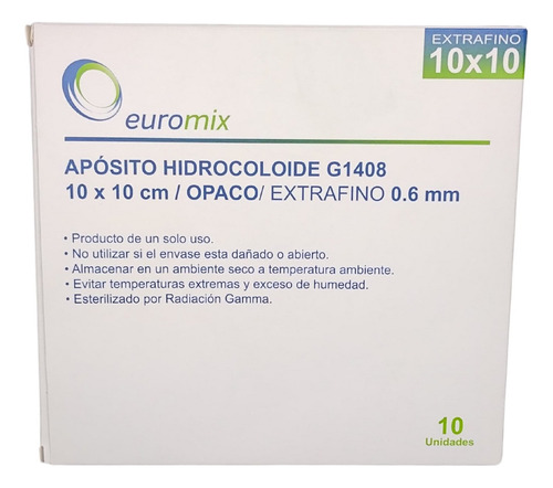 Aposito Hidrocoloide 10x10cm Extra Fino Euromix X 10 Un. Color Nude