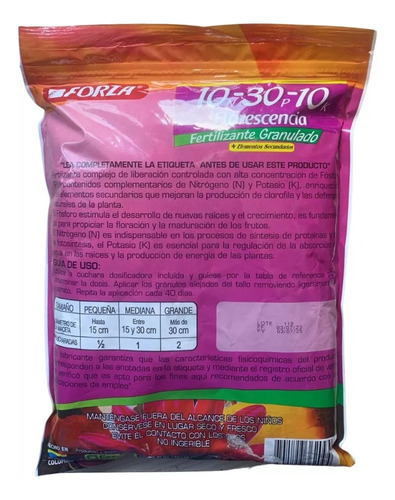 Fertilizante Granulado 10-30-10 X 1 Kg Florescencia Y A