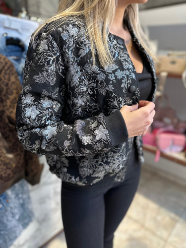 Campera De Brillos Mujer Fiestatendencia Bordada Lentejuelas