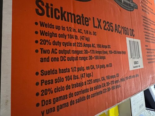 Maquina De Soldar Hobart Stickmate Lx 235 Ac / 160 Dc