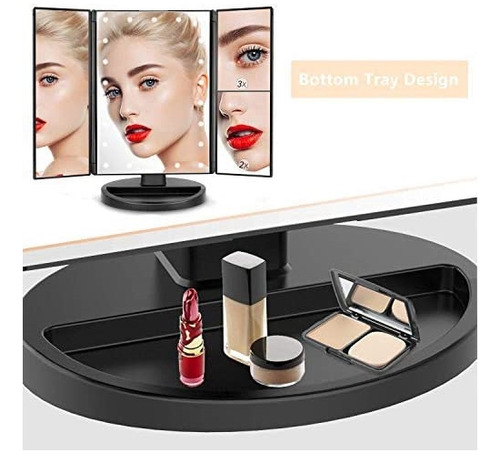 Espejo De Maquillaje Iluminado, 21 Led Con Pantalla Táctil