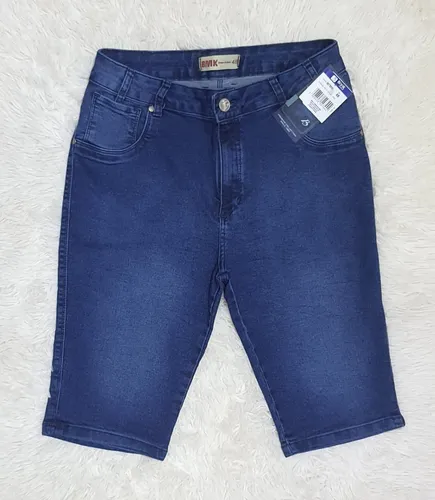 Bermuda Jeans Feminina Bivik C s Alto Comprida Plus Lycra