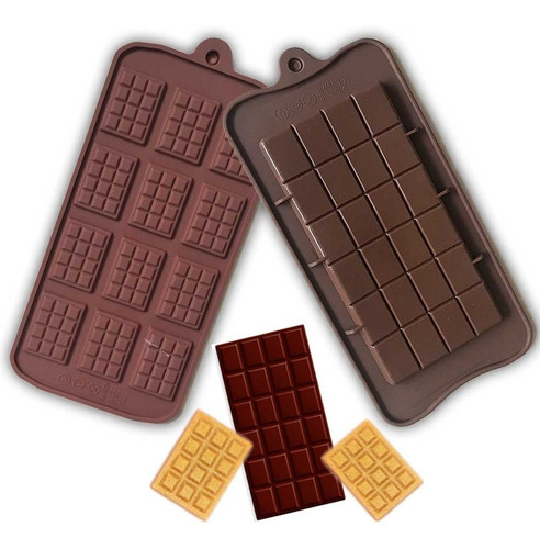 Molde Silicon 2 Barra Chocolate Mini Reposteria Galletas