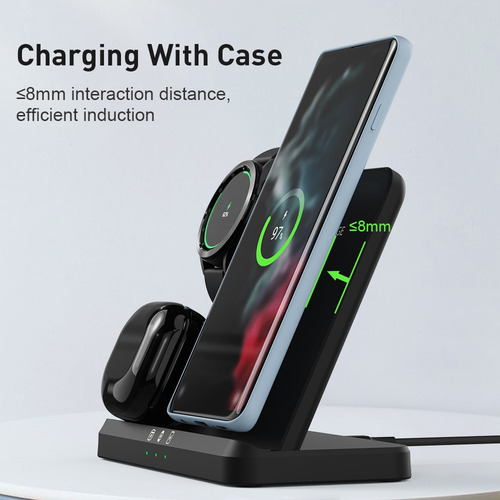 Imagen 5 de 9 de Soporte Cargador Inalámbrico 3 En 1 Para Samsung