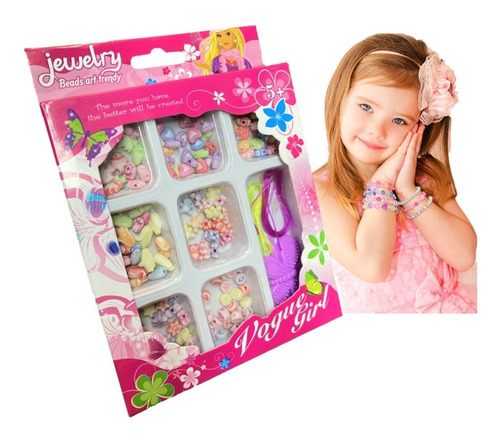 Imagen 1 de 5 de Set Kit Para Hacer Pulseras Collares Bisutería Niñas Juguete