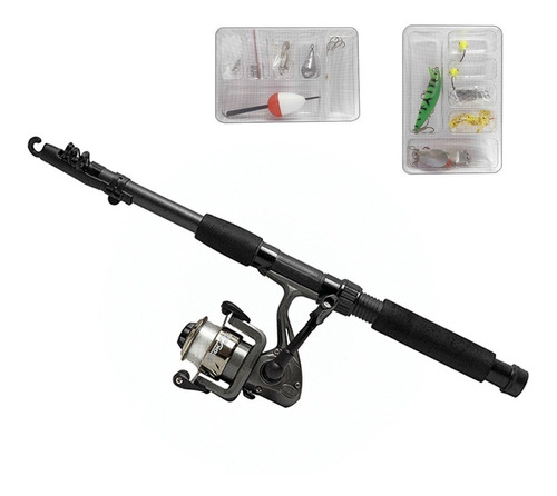 Kit Combo Equipo Pesca Caña Telescópica Reel Y Accesorios