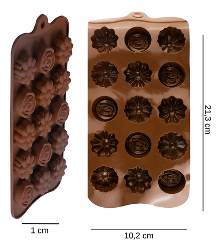 Forma De Silicone 3 Flores Rosas Confeitaria Molde Trufas