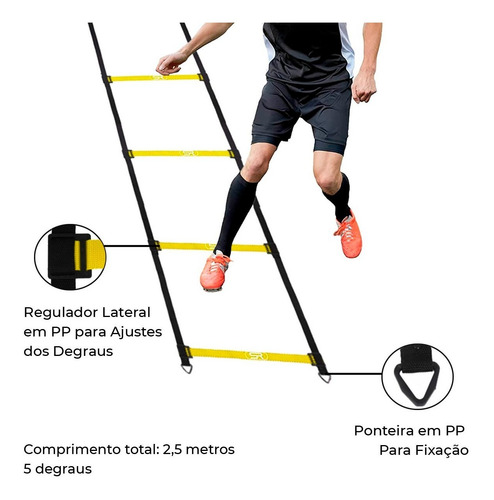 Imagem 2 de 3 de Escada Agilidade + 10 Pratos + 10 Cones Para Circuito