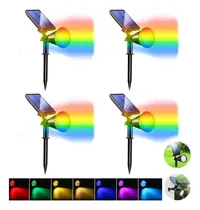 Comprar Lampara Luz Foco Solar Piso Pared Rgb ,7 Led ,exterior 4unid