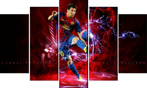 5 Cuadros Decorativos Lionel Messi Textura  100x60 Cm