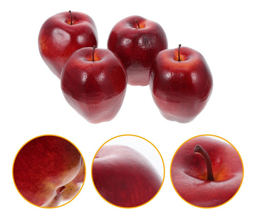 4 Pezas De Manzanas Rojas Artificiales, Manzanas Artificiale