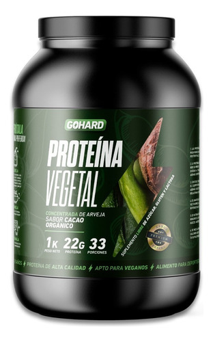 Proteína Vegetal - Cacao Orgénico - 33 Servicios - Gohard Sabor cacao organico