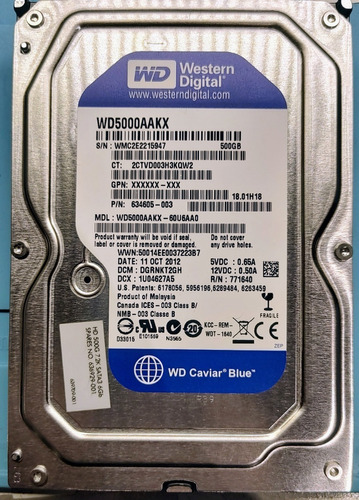 Disco Rigido Western Digital Blue Wd5000aakx 500gb Impecable