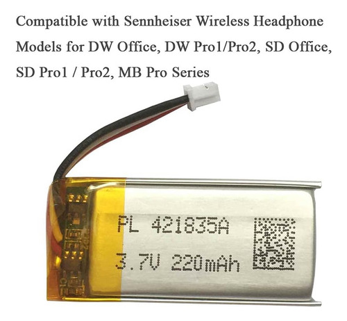 Aolikes Batería De Repuesto De 220 Mah Para Auriculares Dw A