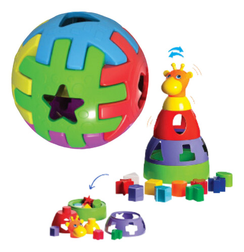 Kit Brinquedo Educativo Bola  Didática + Torre De Montar