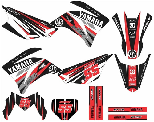 Adesivos Laminado Motocross Trilha Para Yamaha Xtz 250 19923 Cor Preto/Vermelho