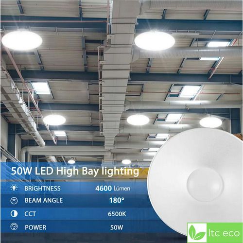 Imagen 5 de 10 de Foco Led Circular Ufo 50 W 220v 31cm Diametro Luz Fria E27