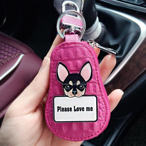 Llavero Funda De Llaves Piel Perro Chihuahua Poodle Practico