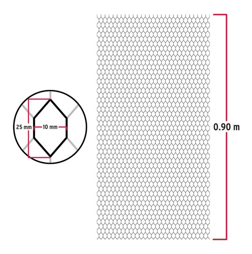 Rollo 22 M X 0.9 M Malla Plafón Calibre 26 Abertura 10x2 5mm