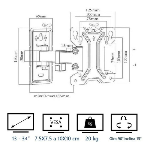 Imagen 2 de 2 de Soporte Para Tv Monitor Pc Base Móvil 13 14 17 19 21 24 27