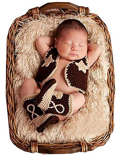 Pinbo Newborn Baby Photography Prop Crochet Knitted Cowboy V