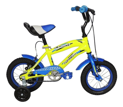 Bicicleta 12 Bmx Amarila Con Azul Varon Top Mega Ahora 12 18