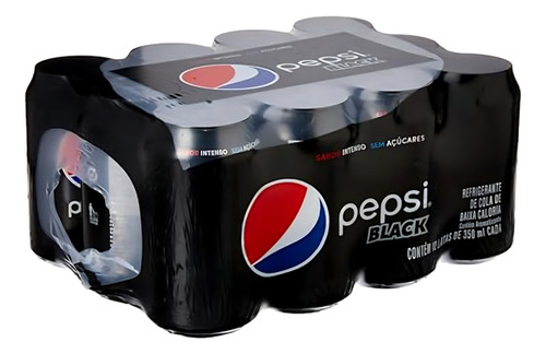 Refrigerante Pepsi Zero Black, Lata 350ml Pack (12 Unidades)