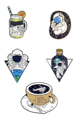 Set De 5 Pins Astronauta / Prendedor Piocha Cosmonauta