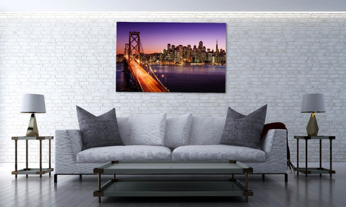 Cuadro Canvas San Francisco De Noche Puente Iluminado 80x120