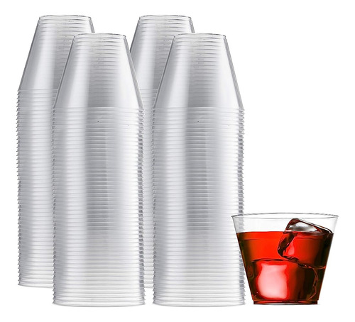 Munfix 200 Vasos De Plástico Transparente 9 Oz Vasos Anticua