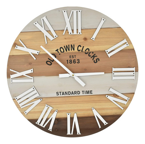 Oldtown Clocks 18 Reloj De Pared Rústico De Madera Multicolo