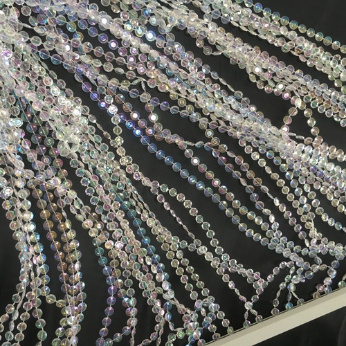 Cortina De Miçanga Decorativa Acrílica Diamante Iridescente
