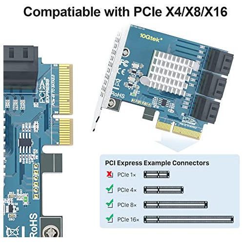 Tarjeta Controladora Sata 10gtek 6 Puertos 6gbps -negro