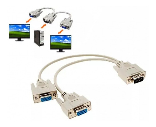 Spliter Vga Cable Y Conecte 2 Monitores Proyectores Lcd Crt