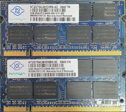 Imagen 2 de 6 de Memoria Ram Laptop 2gb Ddr2 Pc2-6400 667/800mhz