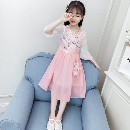 Vestido De Otoño Hanfu Para Niñas, Estilo Chino Antiguo, Par