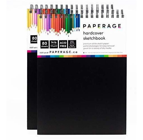 Cuadernos - Paperage Sketch Pad, 2-pack 8.5x11  Inch Hardcov