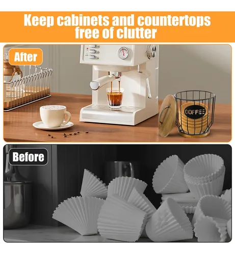 Yuanan Soporte De Filtro De Cafe Con Tapa De Madera, Accesor