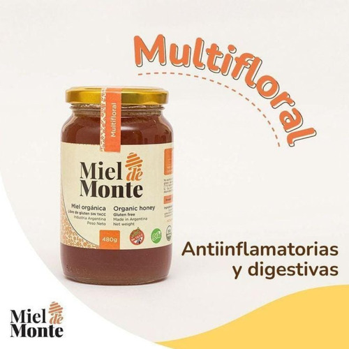 Miel Orgánica Miel De Monte 3 X 480g - Multifloral