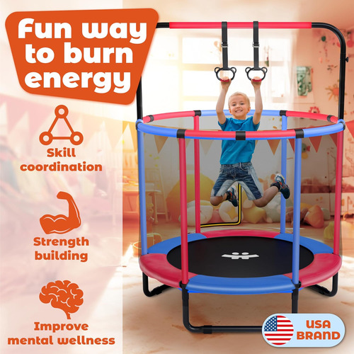 Trampolín Para Niños 1.4m Con Barras Ajustables Y Red De Seg