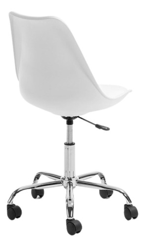 Silla De Oficina Tulip Con Ruedas Giratoria Ecocuero Blanco Material Del Tapizado Cuero Sintético