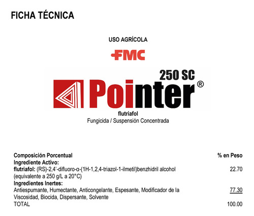 Pointer 250 Sc Flutriafol Fungicida 1l Fmc Roya Cenicilla
