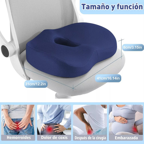Cojín del Asiento y Almohada Lumbar Kit Espuma de Memoria Respaldo Coche Oficin Color Negro