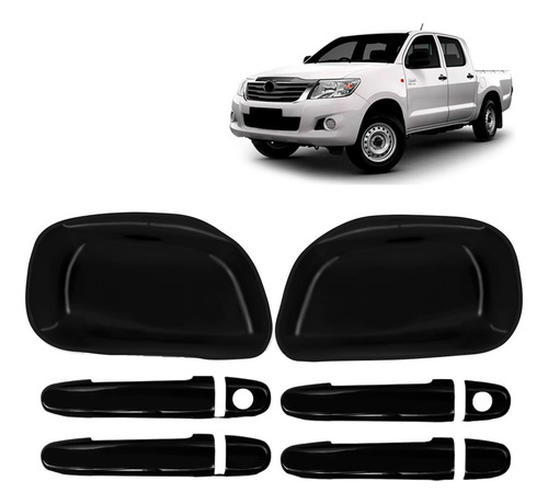 Kit Aplique Retrovisor Maçaneta Black Piano Hilux 2011 2012