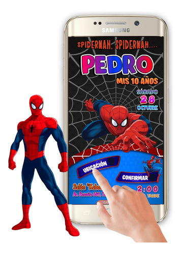 Invitación Interactiva Botones Spiderman Hombre Araña