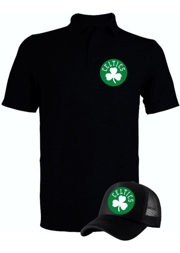 Camiseta Tipo Polo Boston Celtics Basket Obsequio Gorra