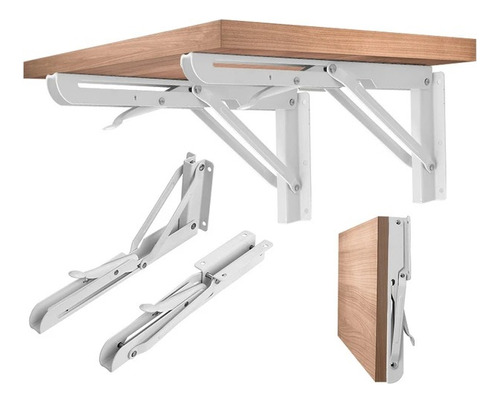 Mensula Soporte Abatible Repisa Plegable Blanco 40cm 1 Par