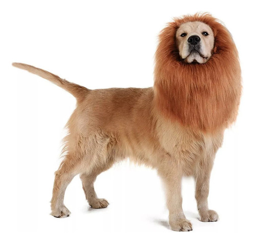 Peluca De Perro, Pelo De Melena De León, Con Orejas Y Cola