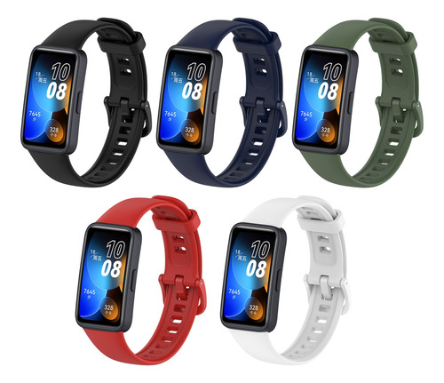 5 Piezas Correa Silicona Compatible Con Huawei Band 8